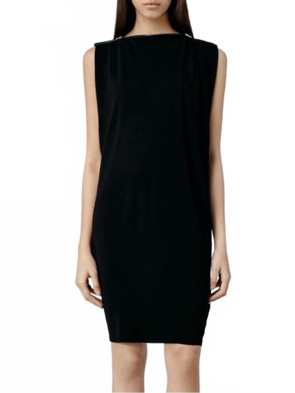 All Saints Zipper Black Shift Dress